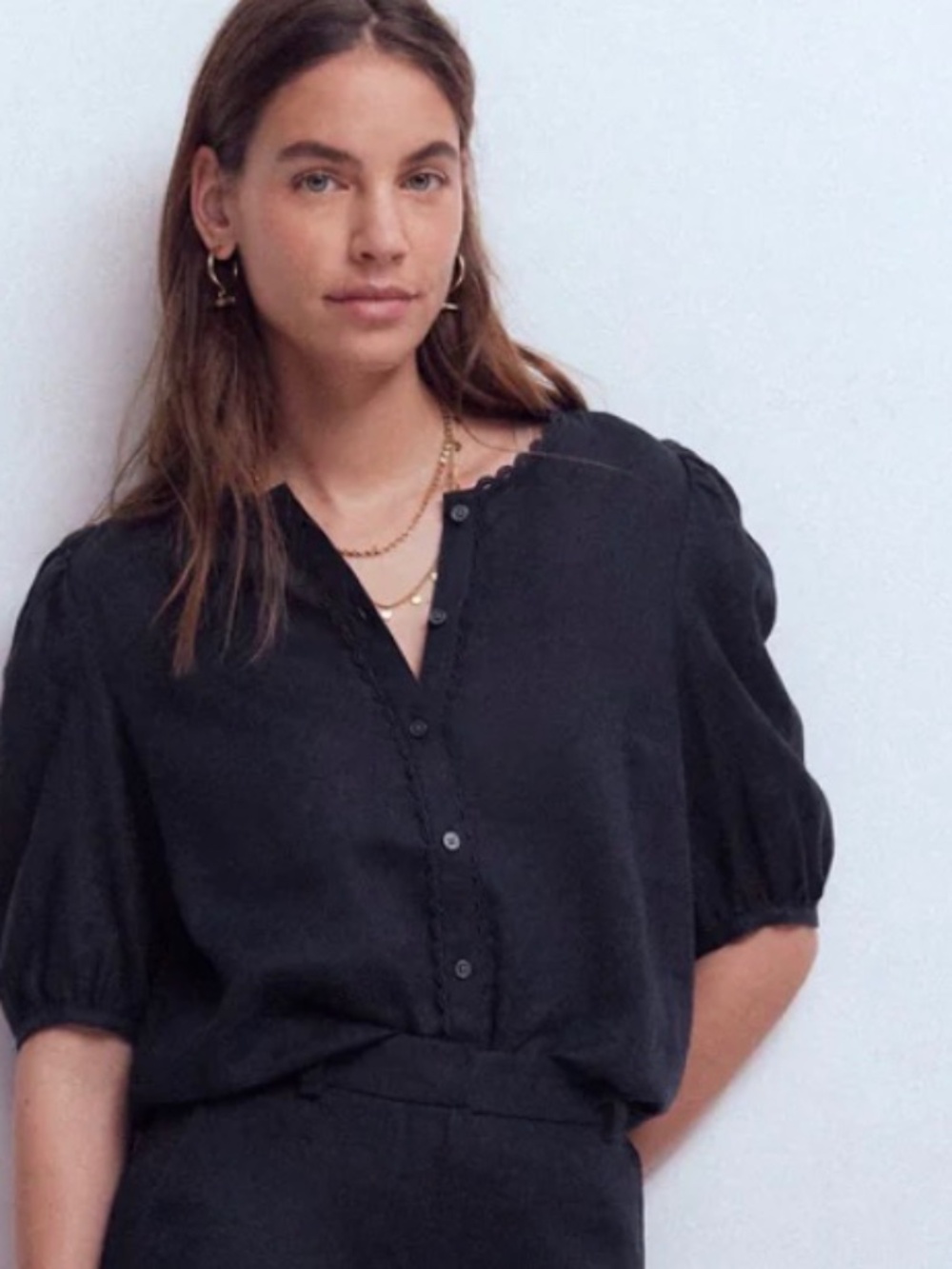 Boden Linen Leah Jersey Blouse